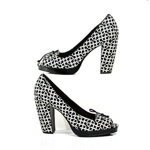 Coach Corey Monogram Black and White Logo Print Peep Toe Pumps